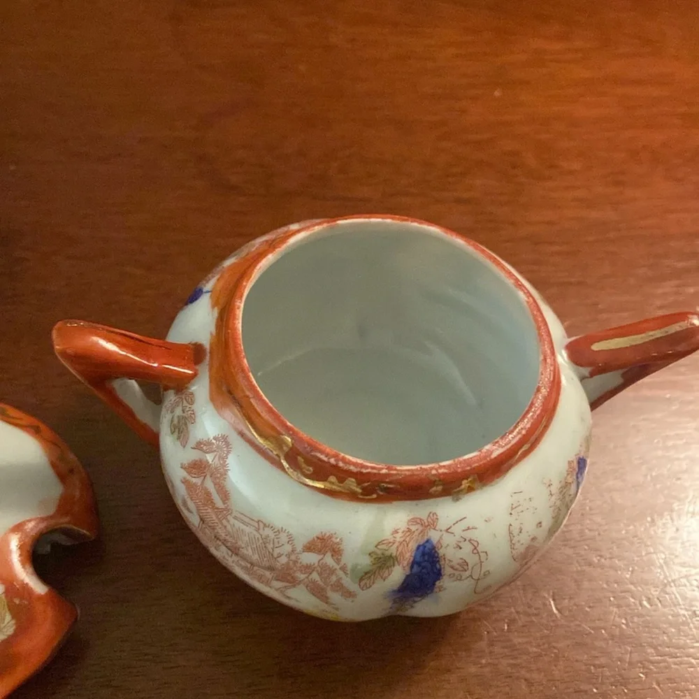 Vintage footed bowl and covered small dish made in Japan